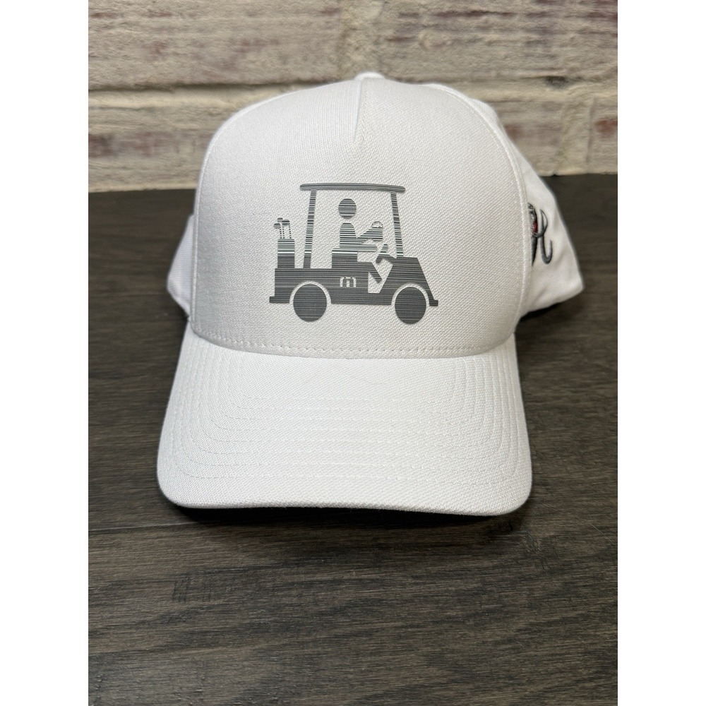 Travis Mathew Party Barge White Grey Golf Cart Hat Cap Flex Fit Size L XL
